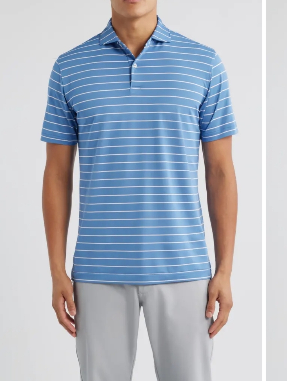 Peter Millar Blue Striped Polo Shirt, Size Large